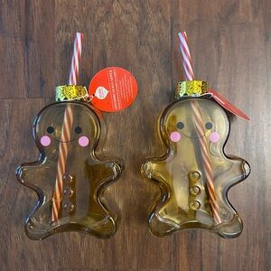 🎄 TWO Aldi Glass Gingerbread Man Sipper | Viral Holiday Cup | 9.13 fl oz